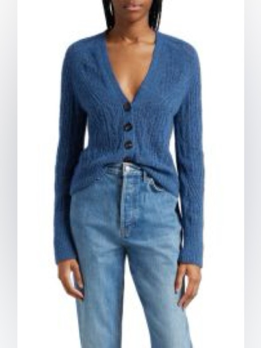 Veronica Beard Delent Pointelle Alpaca Blend Cardigan in Blue sz XS NWT new
